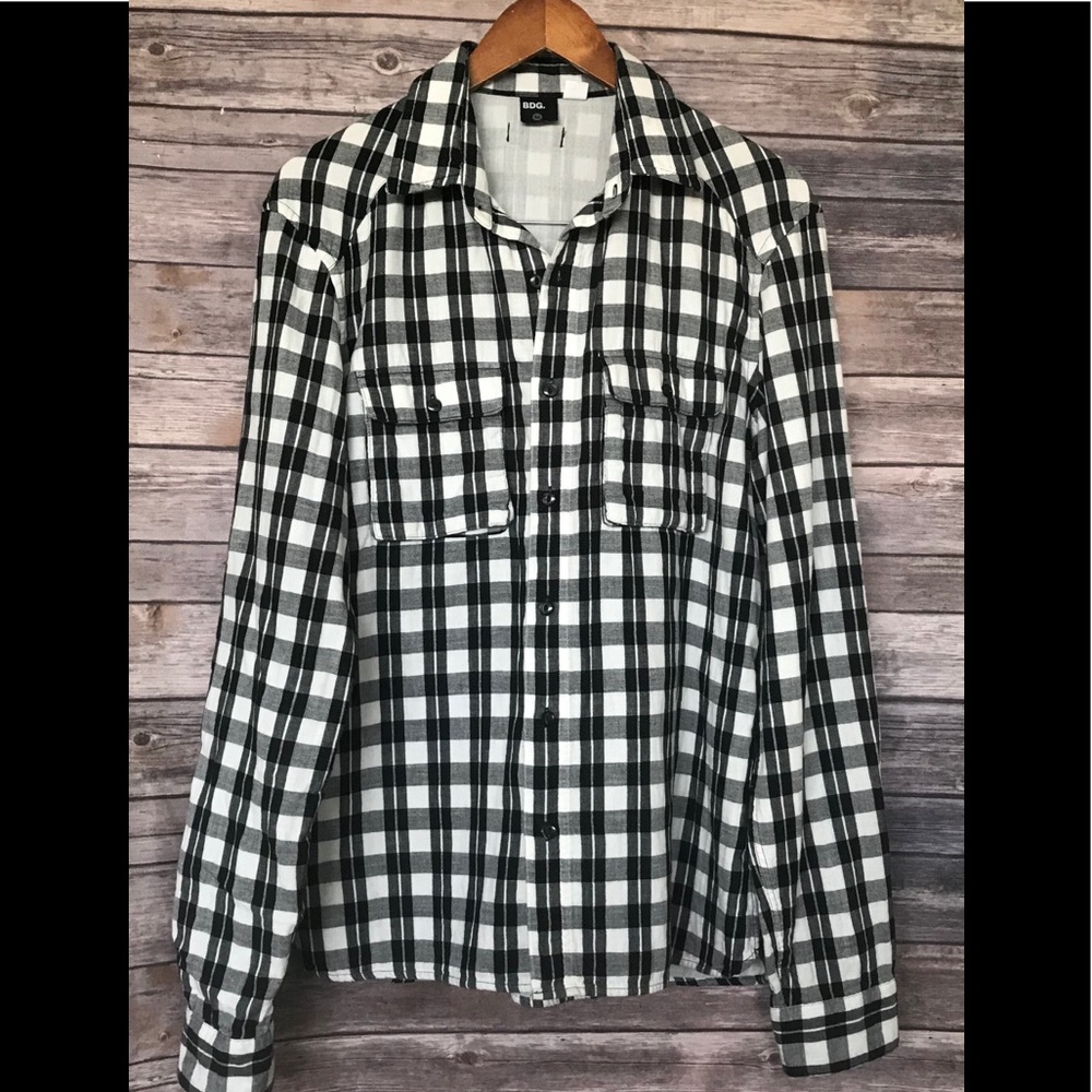 UO BDG black check plaid oversized shirt